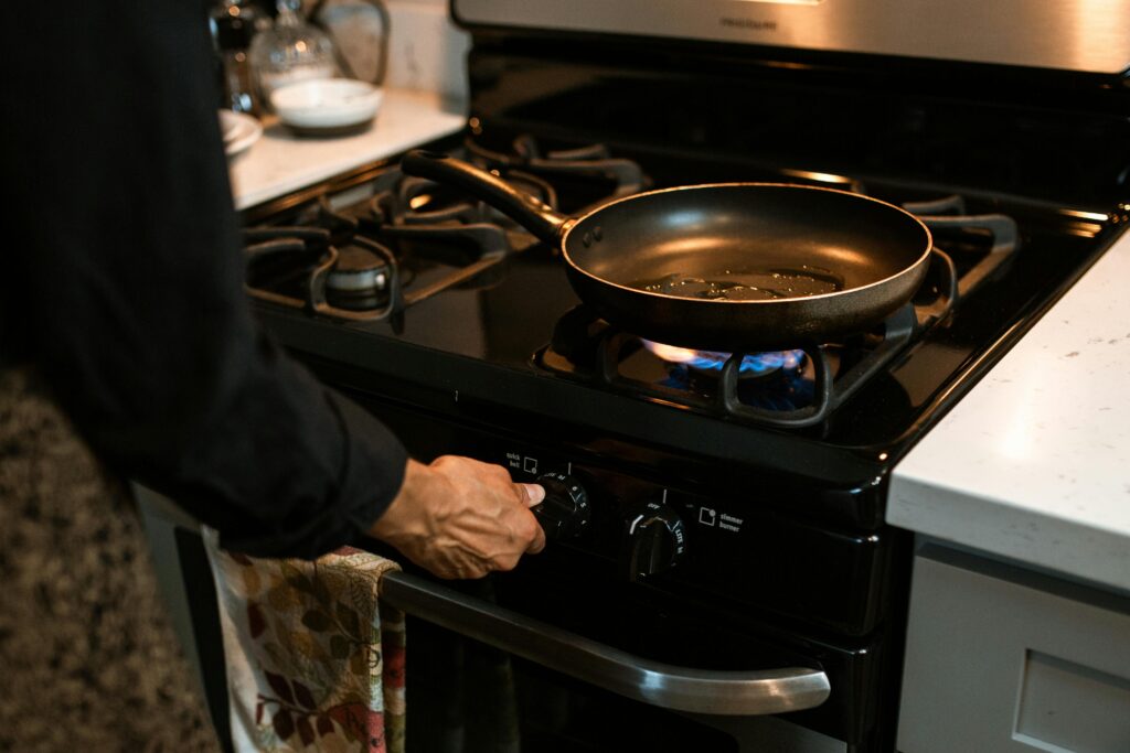 Modern gas stove and oven in a stylish kitchen
